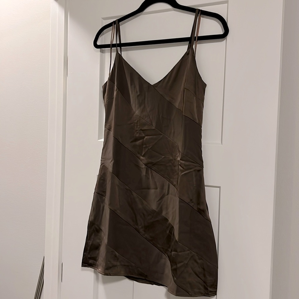 Le Lis- Silk Brown Mini Dress -M